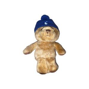 Ralph Lauren Plush Teddy Bear With Blue Knit Beanie Embroidered Polo Logo